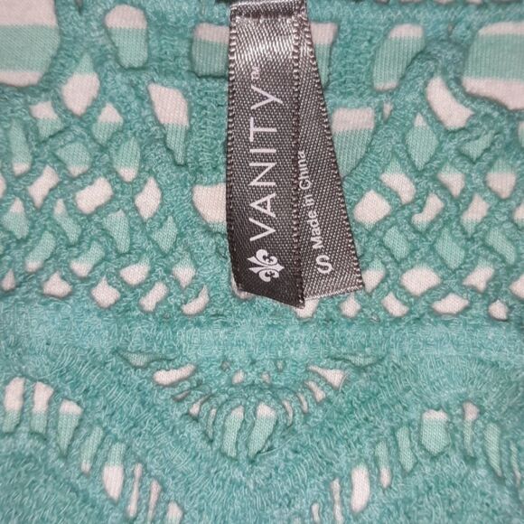Vanity‎ Crocheted Racerback Tank Top Ocean Green S - Picture 3 of 3